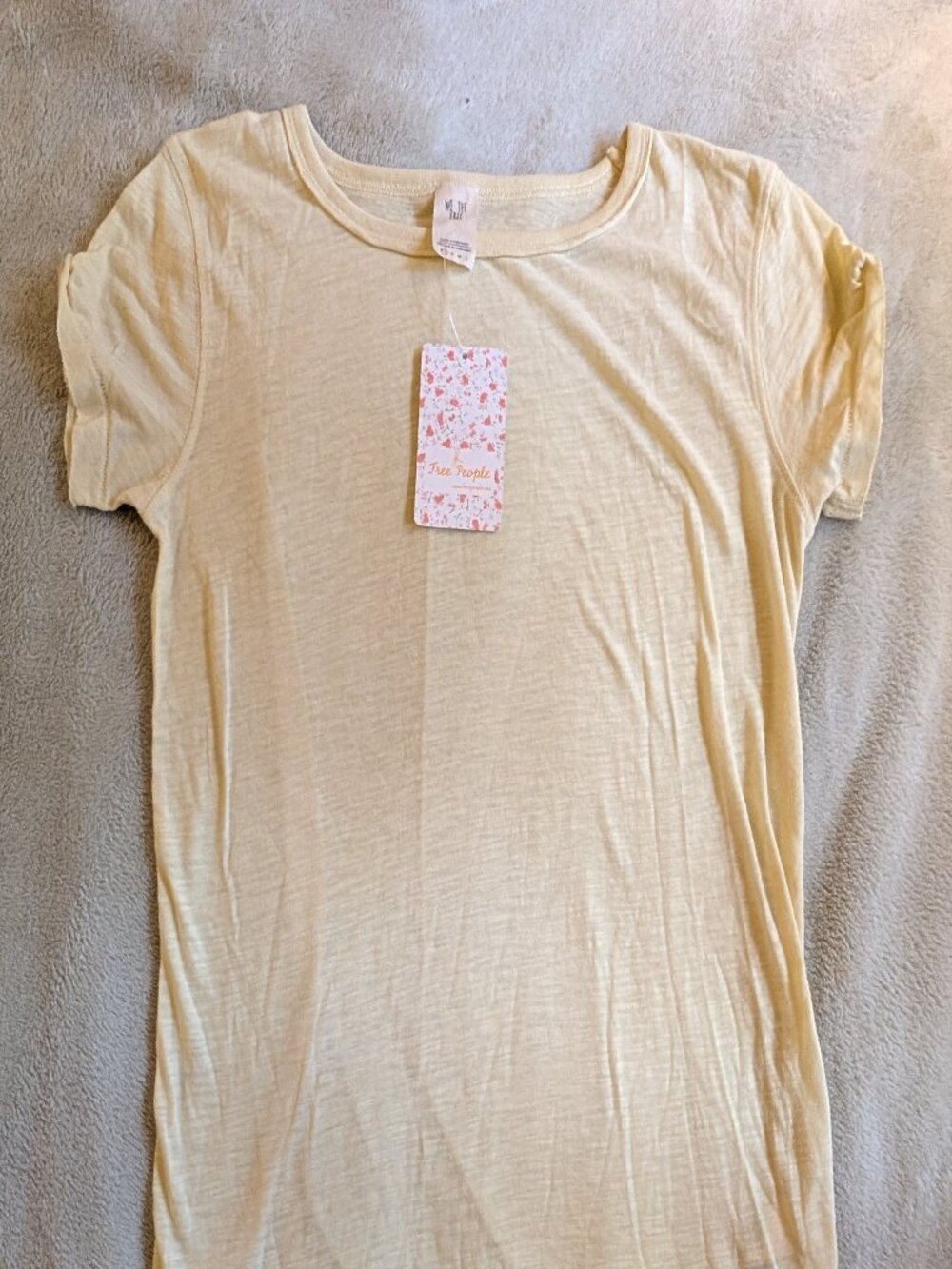 FREE PEOPLE NEW WOMEN'S T SHIRT XS Extra Small Light Pale Yellow Short Sleeve